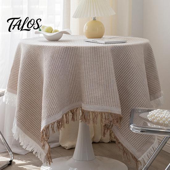 Table Pad Tablecloth Tassel Design Heat Resistant Breathable Washable Non Insulation Pilling Non-slip Cover for Dining Room