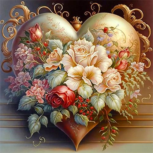 

Diy Алмазная картина Сердце Цветок Домашний декор Полный квадрат Круглая вышивка Мозаика Фэнтези Пейзаж Настенное искусство Full Round 20x20CM