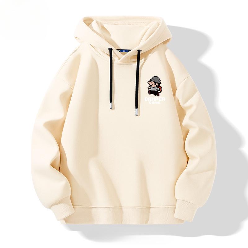 Available Men s Fleece-Lined Hooded Sweatshirt - Spring/Autumn Trendy American Brand Hoodie M