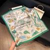 Simulated silk women's small square scarf, Korean cashew nut leopard print small silk scarf, headscarf, four-season scarf, professional scarf.
