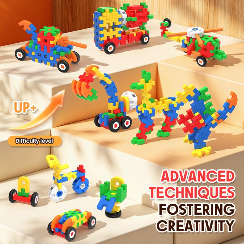 Kids DIY Building Blocks Set Colorful Interlocking Plastic Construction Toys Educational Puzzle Toy for Boys and Girls