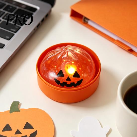Sensory Fidget Toys Halloween Glitter Dumpling Squeeze Toy, Spooky Ghost Pumpkin with Steamer, Cute Travel Fidgets for Kids Slow Rising Bun