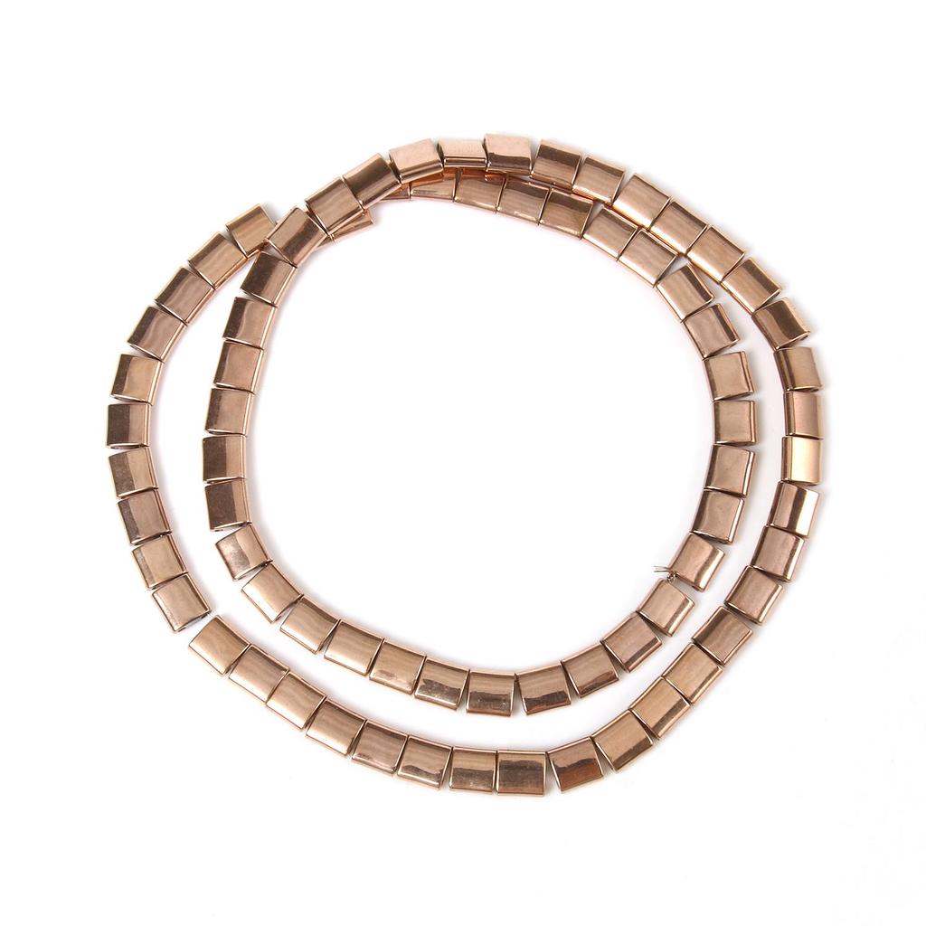 Handgefertigte Bastelfarbe, rosévergoldete Hämatitperlen, natürliche Rondelle-Perlen für Schmuckherstellung, DIY-Charms, Armband-Zubehör, 38,1 cm