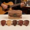 Wooden Guitar Pick Holder Set Mini Wooden Jewelry Organizers Wooden Guitar Plectrums for Electric Acoustic Bass Ukulele