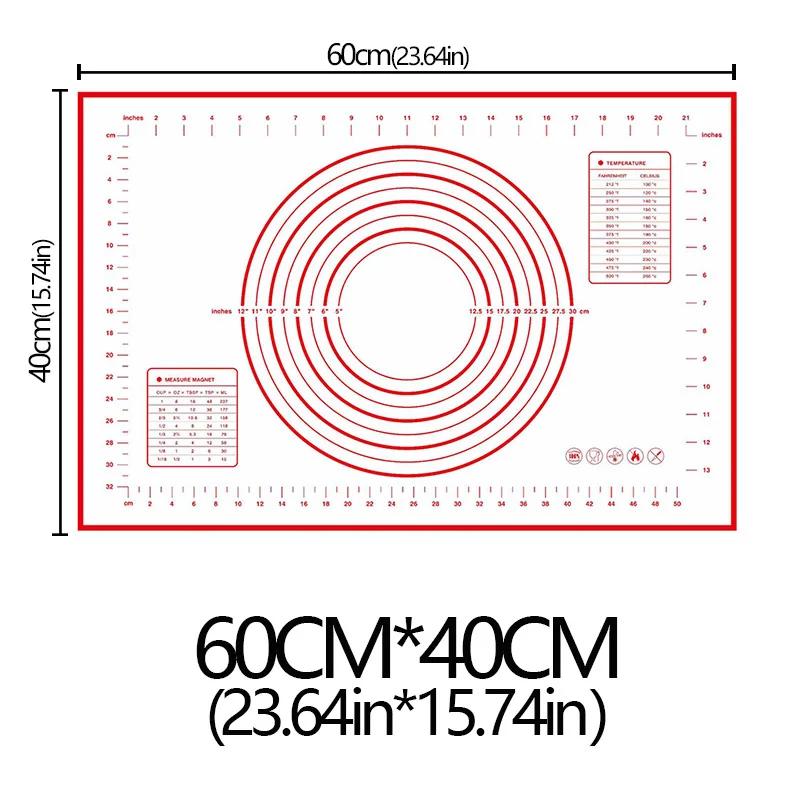 Oversize 80/70/60/30cm Silicone Baking Mat Rolling Kneading Pad Pastry Tools Crepes Pizza Dough Non-Stick Kitchen Silicone Mat