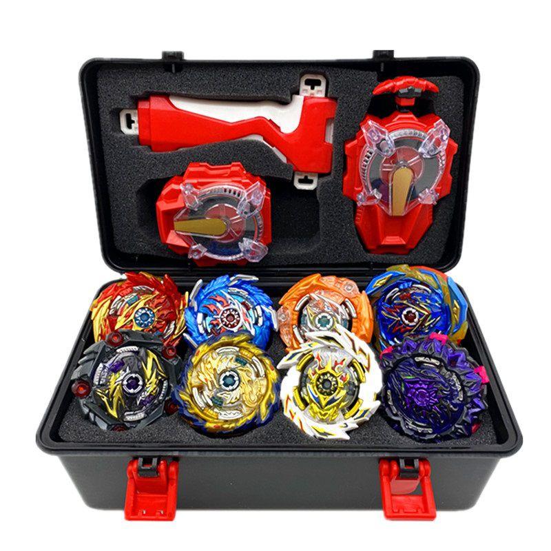 Super King 8-teiliges Gyro Burst Beyblade-Set mit funkelndem Launcher und Aufbewahrungsbox