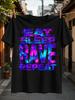 Glitch Neon Eat Sp Rave Repeat Typography In Electric Purple Blue And Pink Vibrant Celebration Unisex All TShirt