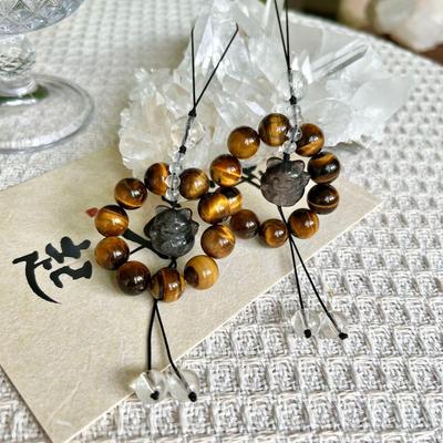 2025 Original Obsidian Tiger Eye Carved Kitten Phone Charm, High-End Design.
