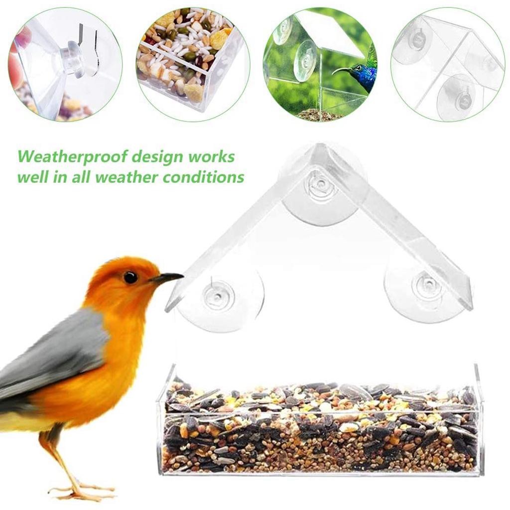 Acrylic Bird Feeder Clear Hanging Window Bird Feeder Birdfeeder Birdhouse Pet Bluebird Patio Garden Birdfeeder Feeding Tray
