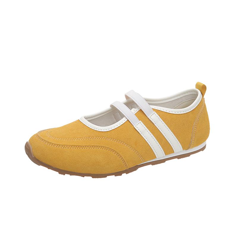 Damen Mary Jane Schuhe Ein Tritt Elastikband Flache Schuhe für alle vier Jahreszeiten Prägnante Freizeitkleid Jeans Damen Einzelschuhe