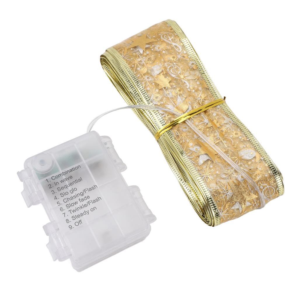 Ribbon Light 100 LEDs Battery Powered Decorative Timer Copper Wire Ribbon Bow String Lamp with Remote Control for Tent