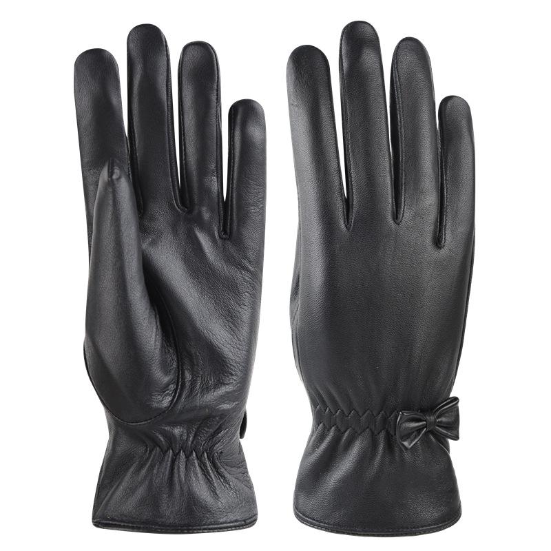 Women's Sheepskin Touch Screen Leather Gloves with Velvet – Perfect Gift