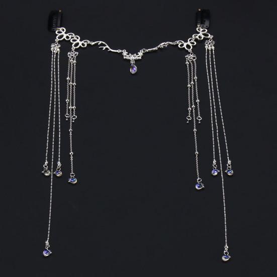 Lanț pentru frunte pentru femei Decor floral cu ciucuri lungi Recuzită de performanță Prințesă Exotică Mireasa Ornament pentru păr Păr