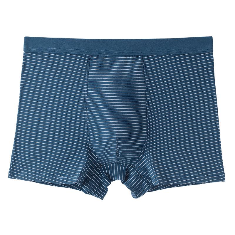Pure Cotton Men's Striped Boxer Briefs: Mid-High Waist, Loose, Plus Size, Breathable Four-Corner Pants
