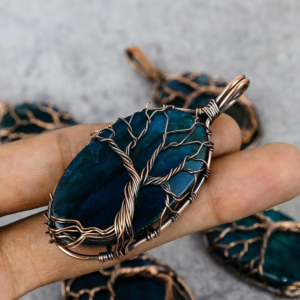 Labradorite Gemstone Pure Copper Wire Wrap Handmade Jewelry Pendant