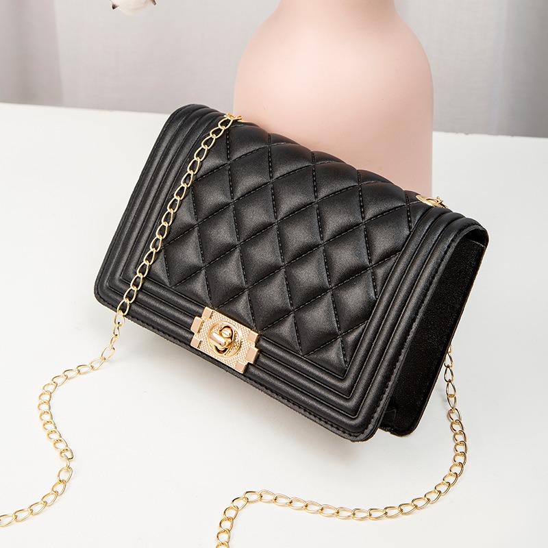 omen's bag new solid color embroidered lock chain small square bag casual mobile phone bag's