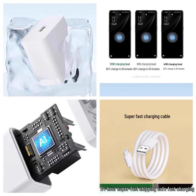 120W Super Fast Charger & Data Cable Set for OPPO, Huawei, Honor - Original Sealed.