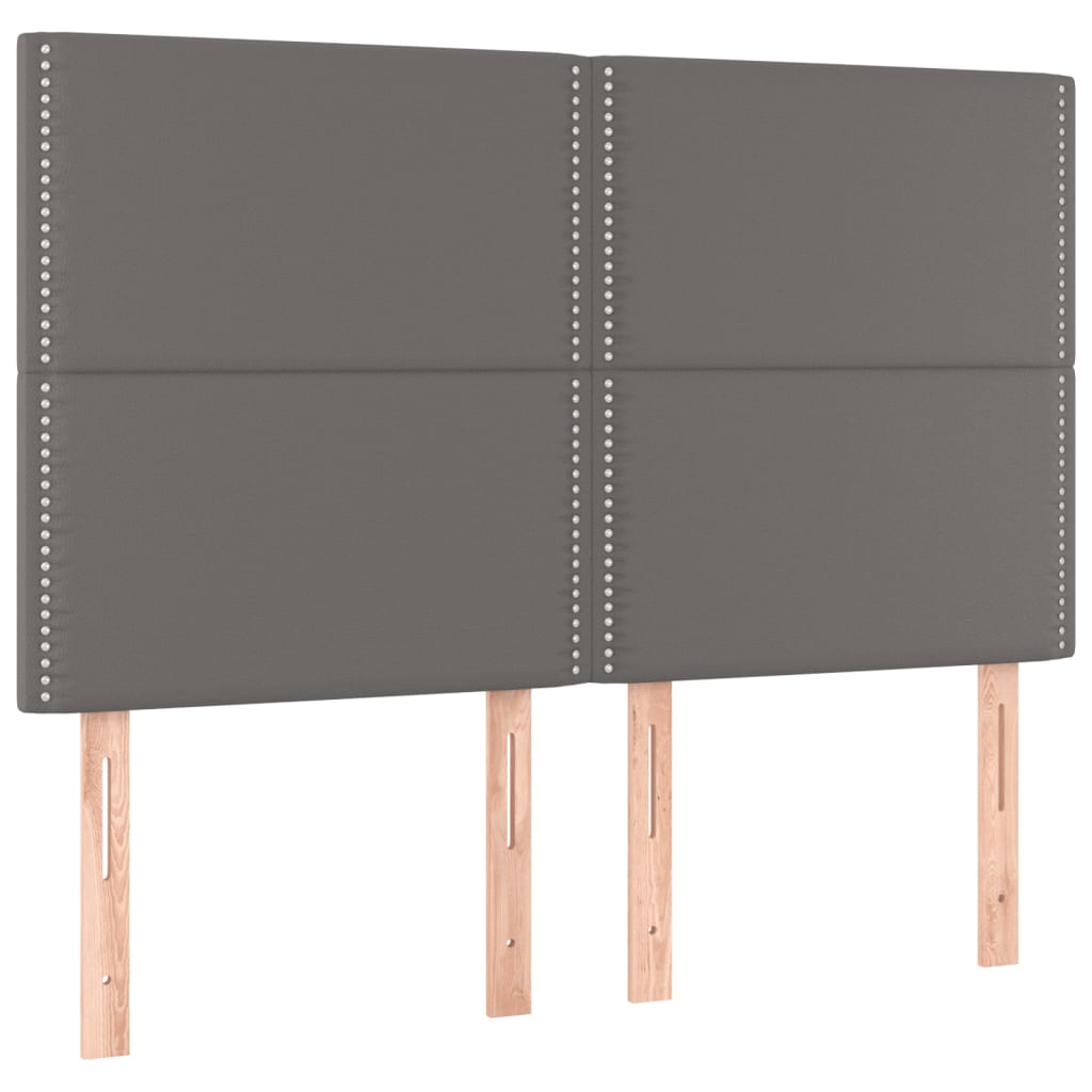 Box Spring Bed with Mattress Gray 140 x 190 cm Artificial Leather
