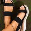 Saisonale Plateau-Sandalen Großhandel Elastische Fußabdeckung Neue Keilabsatz-Sandalen Damen Sommer Große Größe