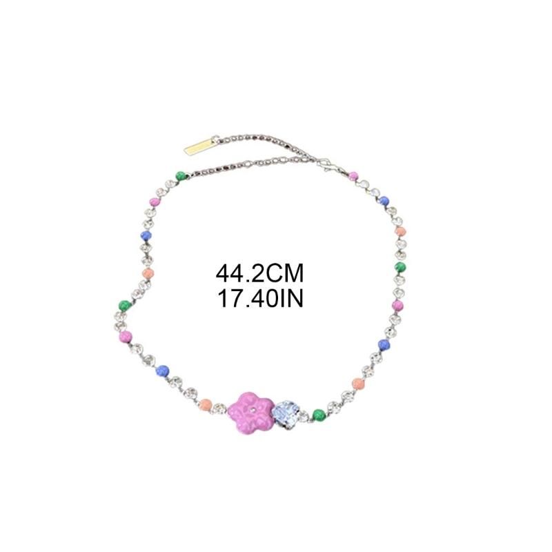 Crystal Beaded Necklace or Bracelets Adjustable Flower Charm Wrist Chain/Bangle Unique Statement Pieces for Girls Women