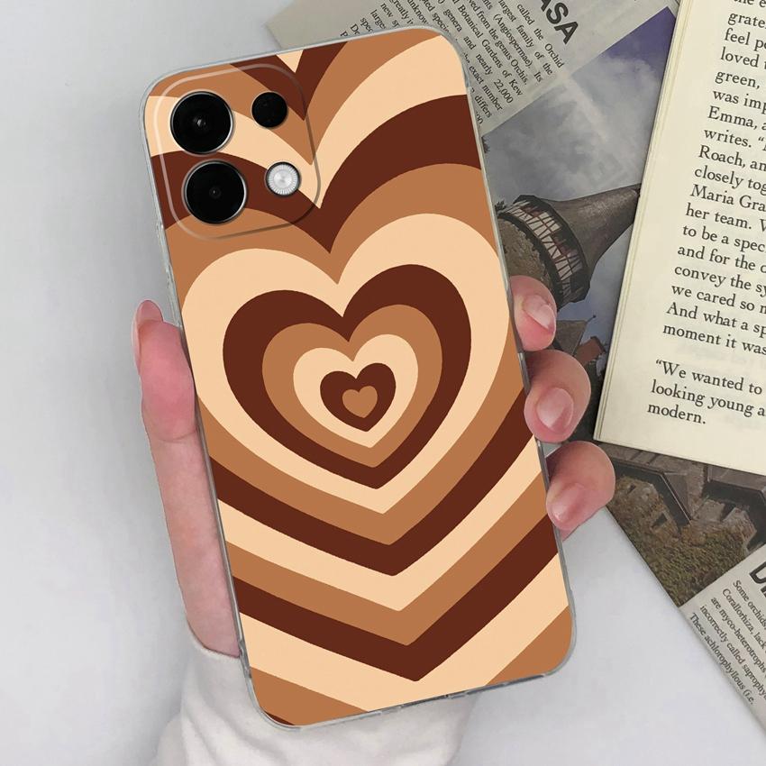 

Для Oppo K13 Realme P3 C75 C75x GT7 V70 V70S Чехол для телефона Милый зеленый узор в форме сердца Прозрачный силиконовый противоскользящий защитный чехол для Oppo Capa Realme C75x 4G