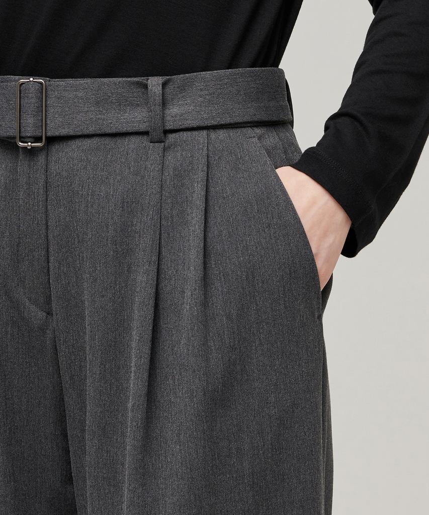 MUSINSA STANDARD WOMAN Women'S Real Wide Belted Slacks [Medium Gray]