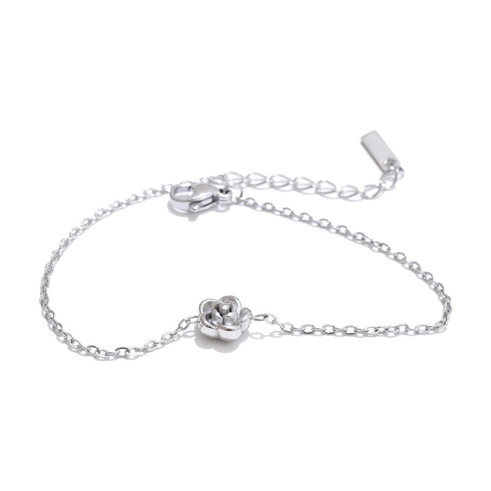 Yhpup Chic Stainless Steel Rose Flower Chain Necklace Bracelet Earrings Set Gold & Platinum PVD Waterproof Plated Daily Jewelry