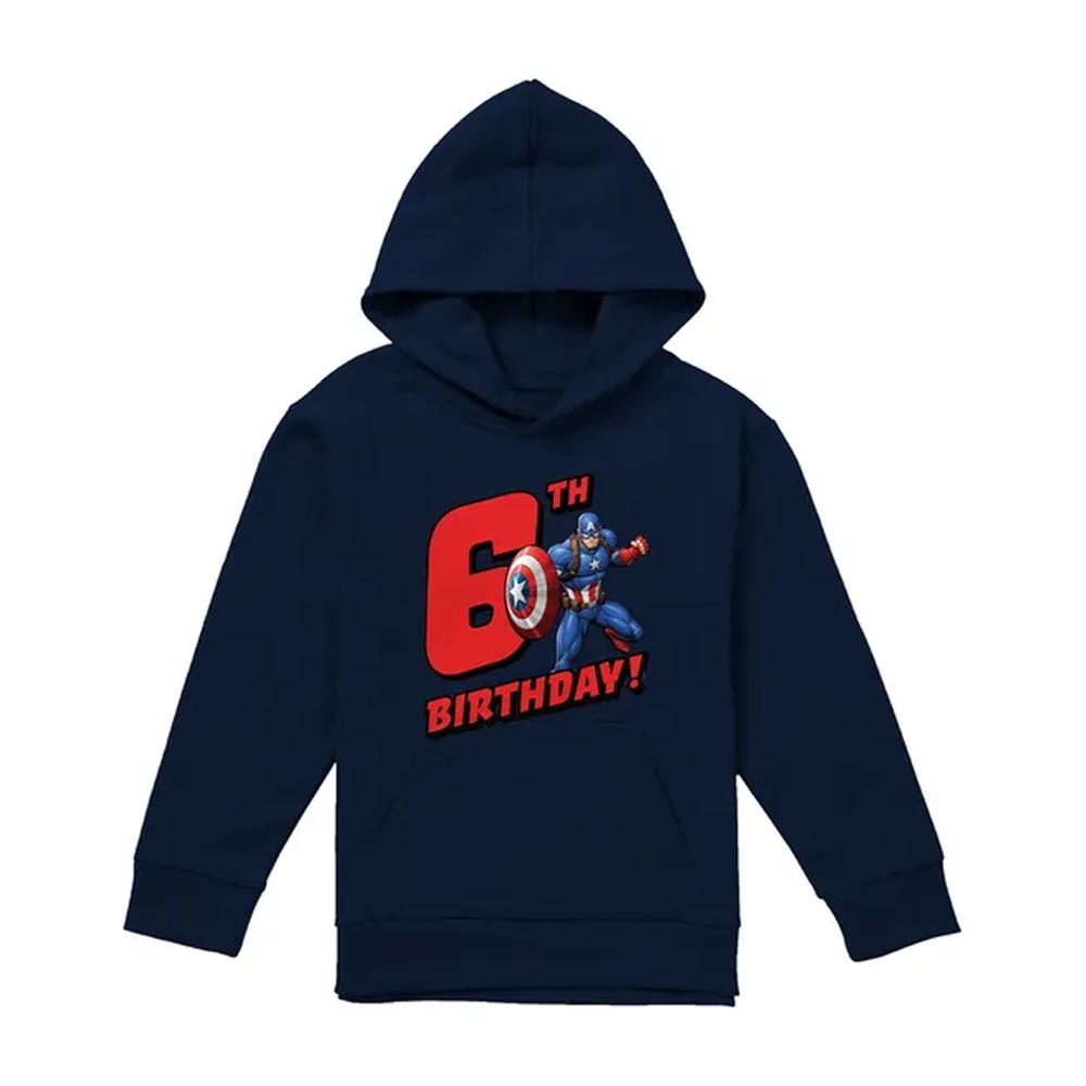 Captain America Childrens/Kids Pull Over 6th Birthday Hoodie