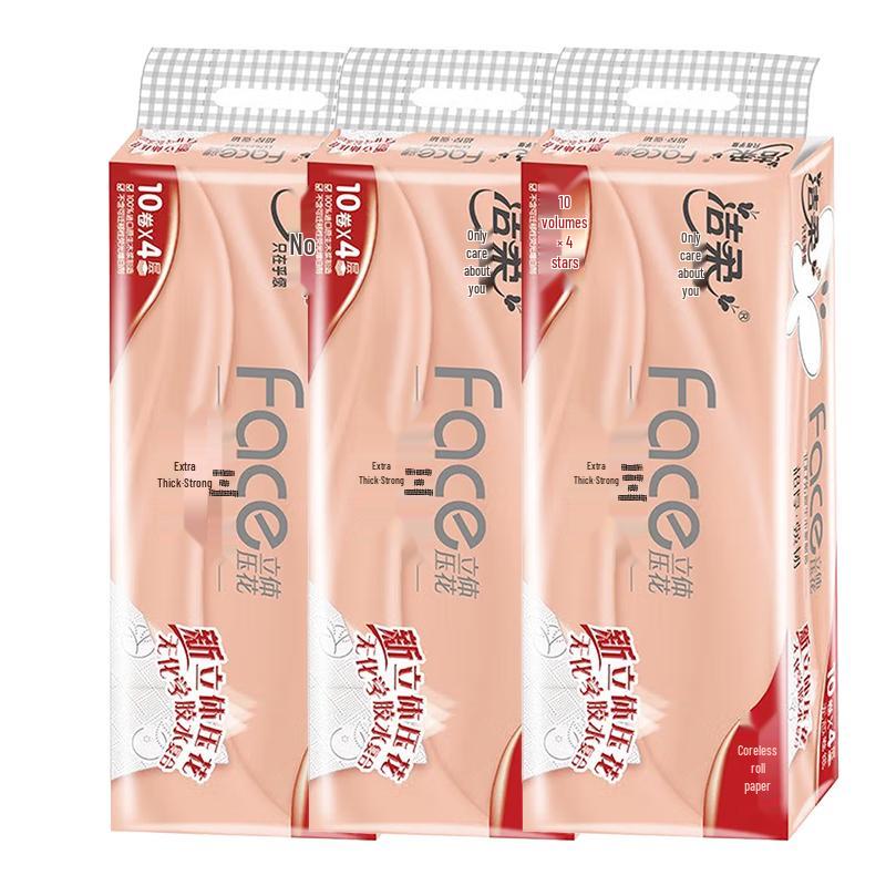 Jierou PW003 Лицевая 4-слойная без втулки тисненая туалетная бумага