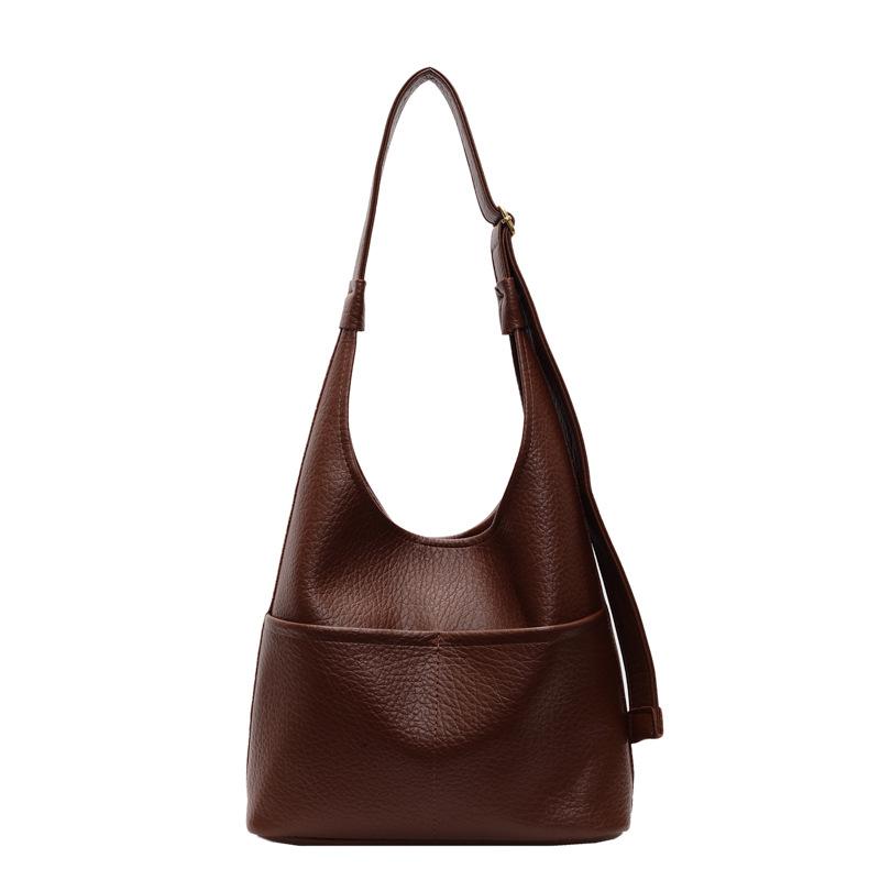 

2025 новая мода ретро мягкая сумка сумка-тоут сумка через плечо женская сумка большой вместимости рюкзак женский нишевый дизайн коричневый