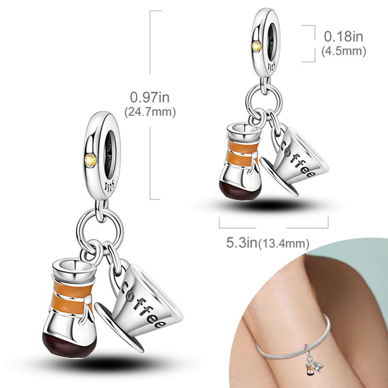 New Copper Plated Red Charms Beads Coffee Cherry Charm Pendant Fit Original Bracelet Diy Women Jewelry Accessories
