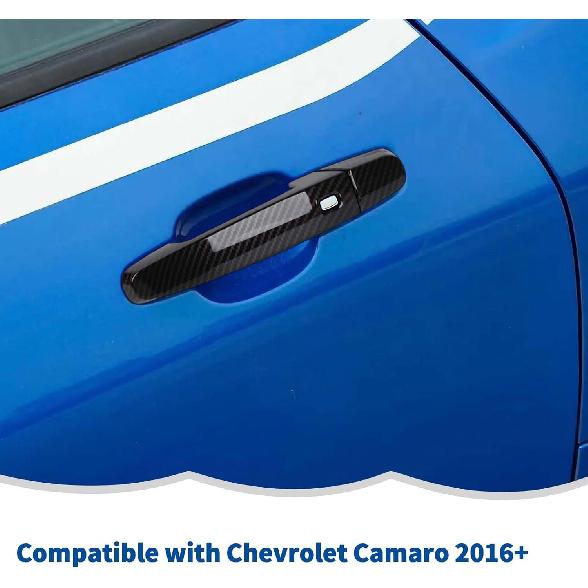 RT-TCZ Carbon Fiber Door Handle Trim Cover Decoration Exterior Accessories for Chevrolet Camaro 2016-2023