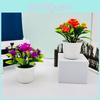 Miniature Rose Potted Plant Artificial Flower With Silk And Plastic For Desk And Workspace