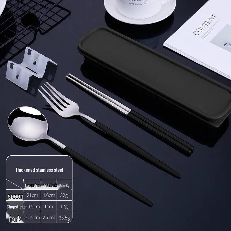 Nordic Style Portable Cutlery Set for One - Includes Knife, Fork, Spoon, and Chopsticks - Perfect for Office Workers and Students.