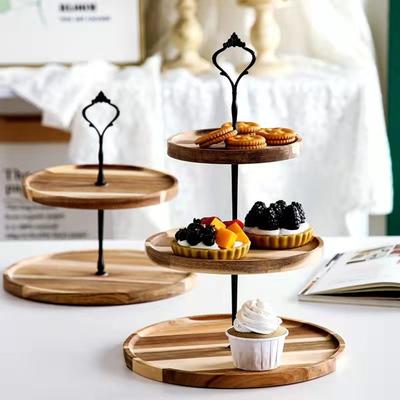New 2/3-layer Wooden Cake Stand Wooden Material Elegan Snack Dish Multifunction Tablewaret Dried Fruit Tray Dessert Display
