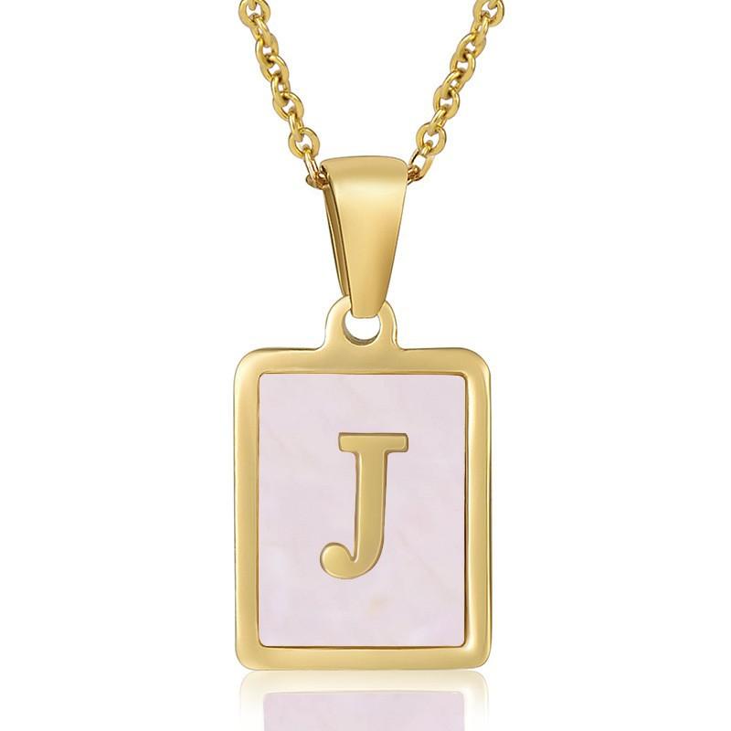 26 English Letter Necklace Women's Versatile 18K Natural Pink Shell Pendant Collarbone Chain 2026