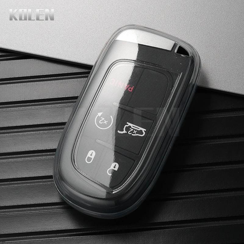 

TPU Чехол для ключа автомобиля, пульт, оболочка, брелок для Jeep Renegade Compass Grand Cherokee для Chrysler 300C Wrangler Dodge, защита для ключа прозрачный