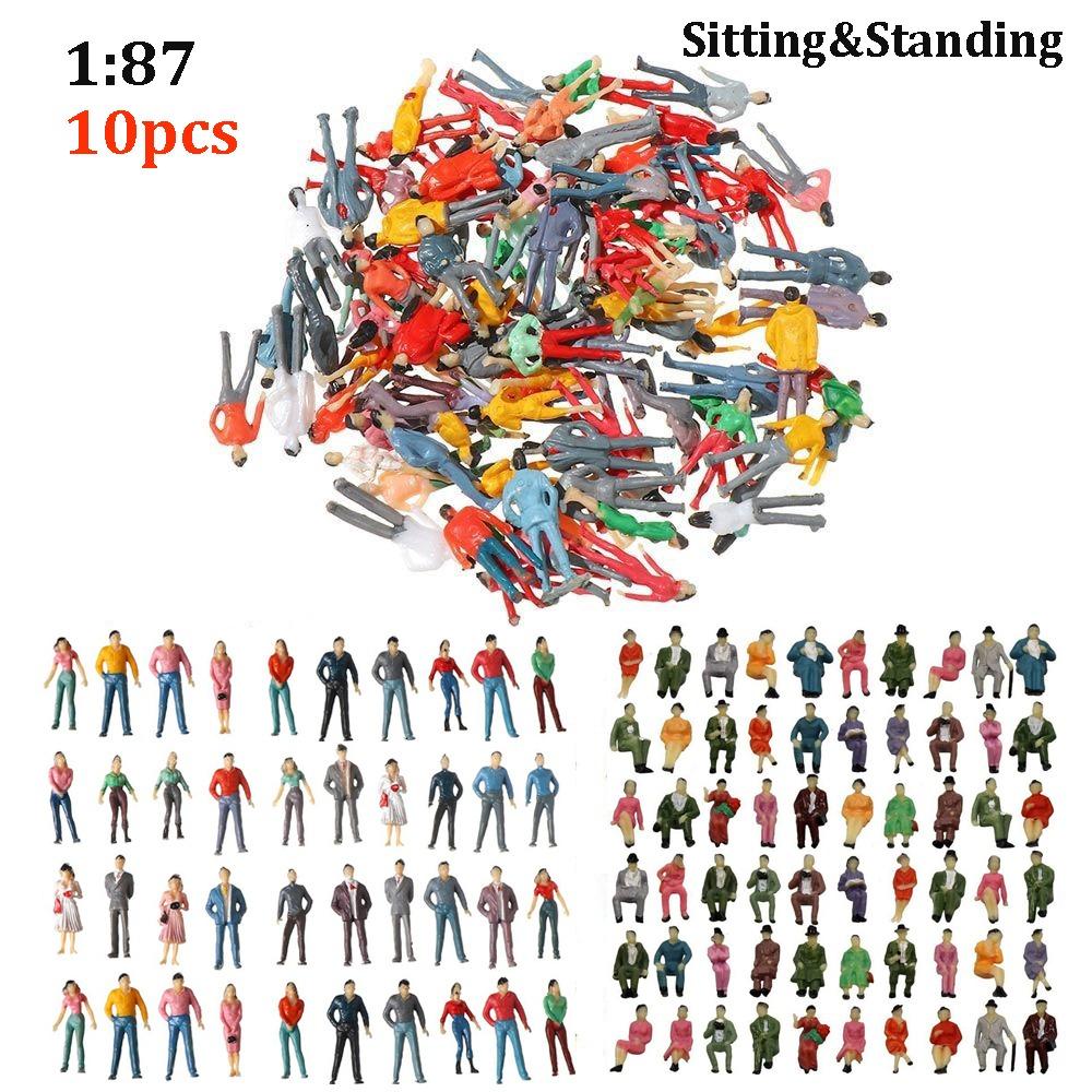 

10pcs 1:87 Scale Model Building People Figures Mixed Color Different Poses Passengers Stand/Sit People Model ABS Train Scenery
