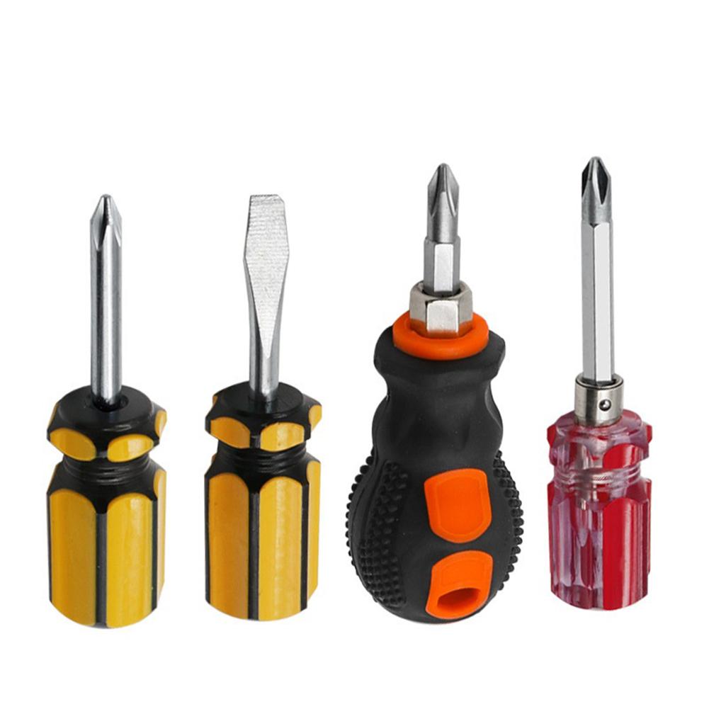4pcs Steel Cross Shaped Flat Head Multipurpose Screwdriver Kit Home Repair Tool Magnetic Dual-purpose Screwdriver