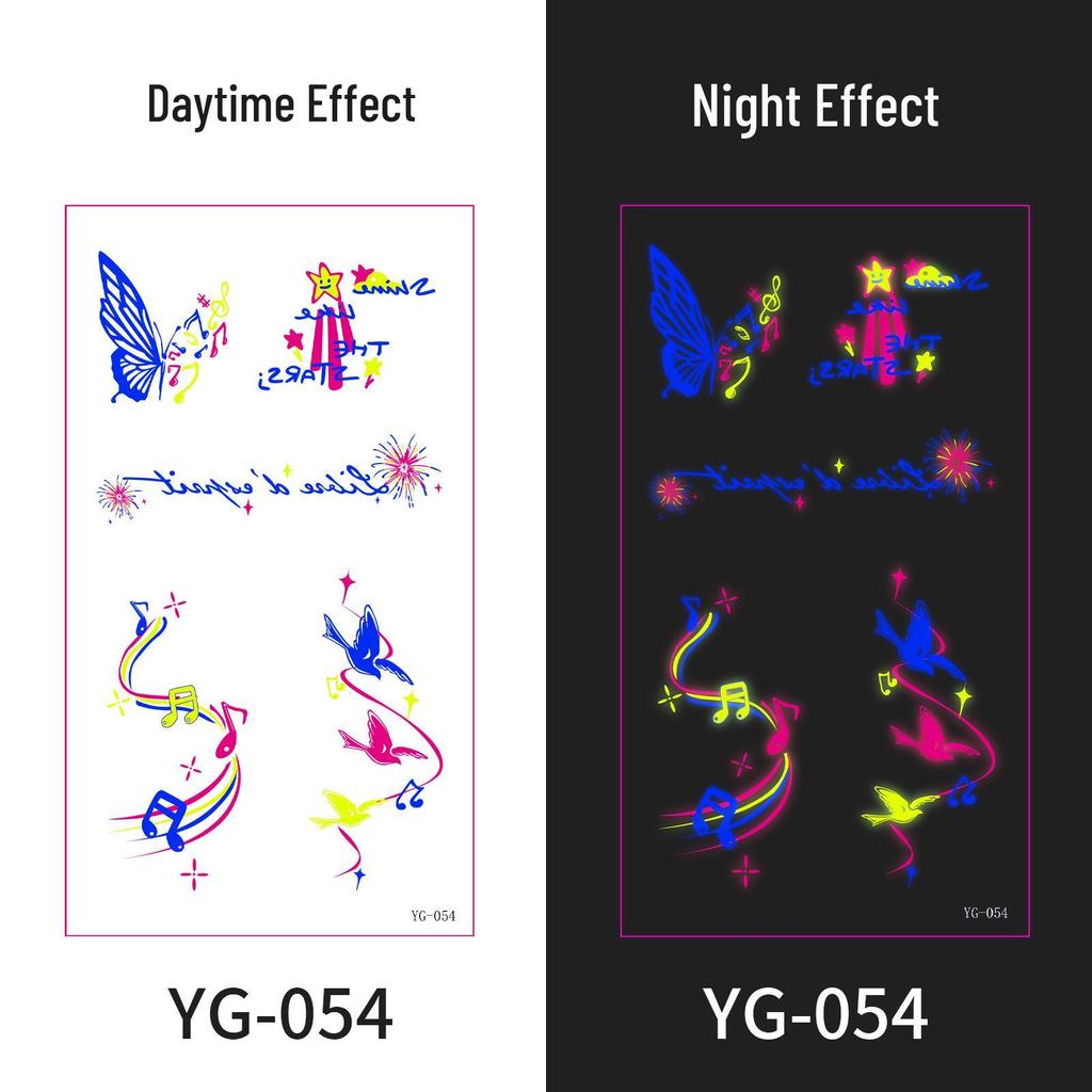 Neon Glow Music Festival Tattoo Stickers: Bright Fluorescent Designs for Concerts and Parties