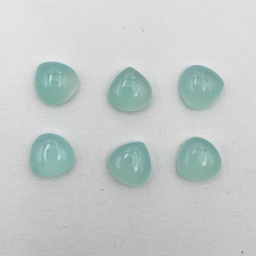 Natural Aqua Chalcedony Heart Cabochon Loose Gemstone Lot 6 Pcs 12 MM 34 CT For Jewelry Making
