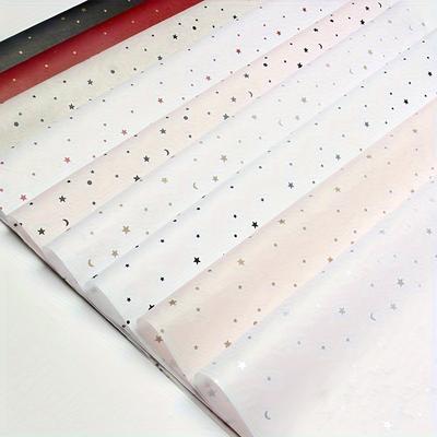 20Pcs Bronzing Star Moon Metal Texture Lined Flower Bouquet Wrapping Paper Craft Tissue Paper Florist Gift  Birthdays Gift Wrap Weddings Decor