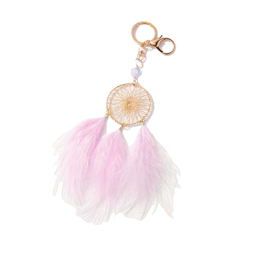 Feather Dream Catcher Charm Keychains Fashion Pendant Car Keyring Backpack Decoration Fashion Jewelry for Women Girls