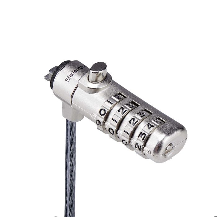 StarTech.Com Antivol pour PC Portable Compatible K-Slot, Câble de Verrouillage de 2m, Câble en Acier, Serrure à Combinaison