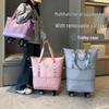 Women's Large Capacity Foldable Travel Bag with Wheels and Telescopic Handle