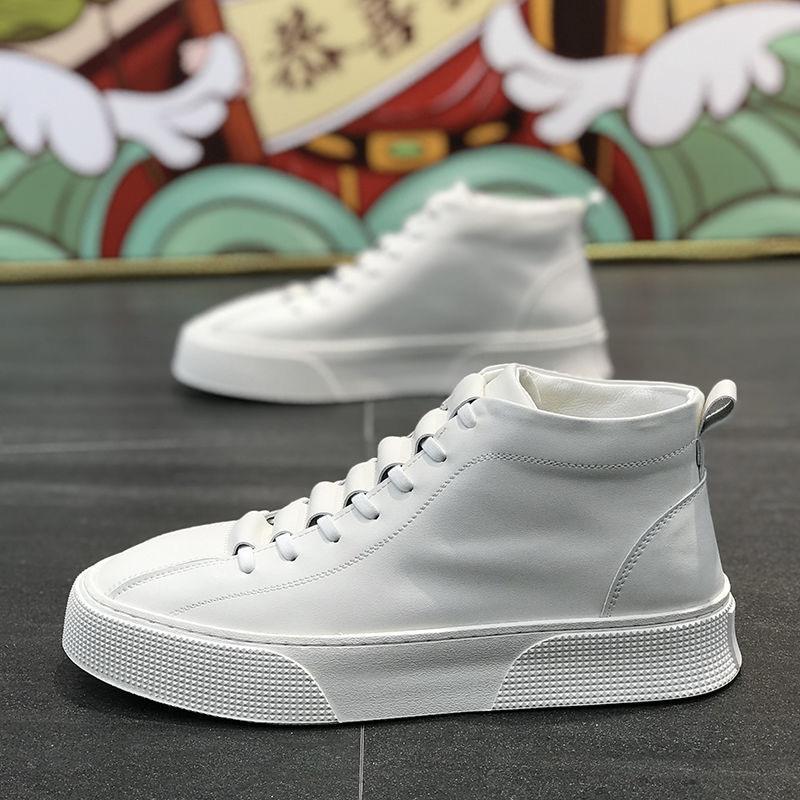 Men's shoes new leather high-top one-pedal casual shoes men's thick soles light and versatile Korean version of casual little white leather shoes