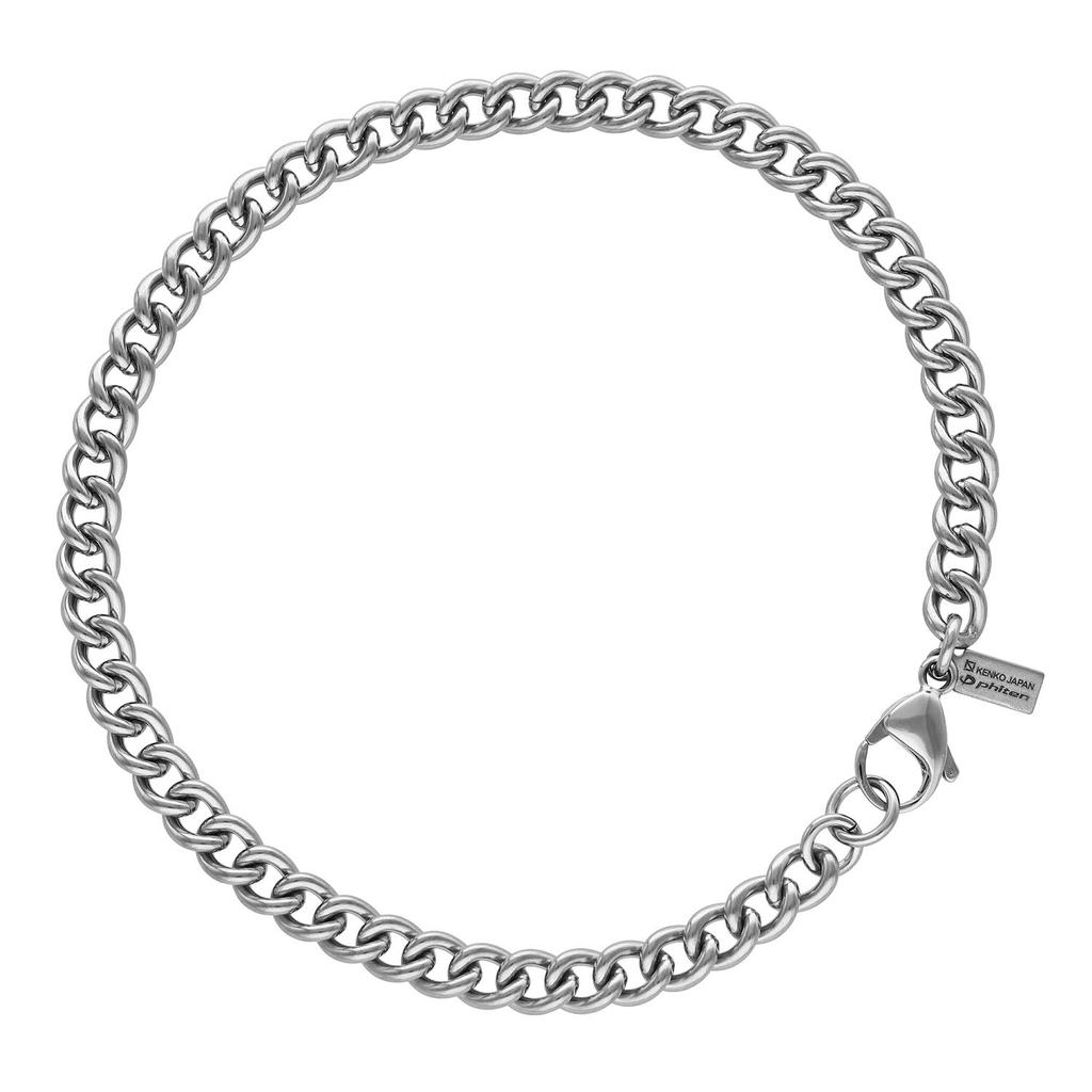KJ Phiten [Limited Edition] Titanium Anklet, Curb Chain, Length 23-27cm (23cm), Width 5.6mm, Hypoallergenic, Made in Japan, Sports