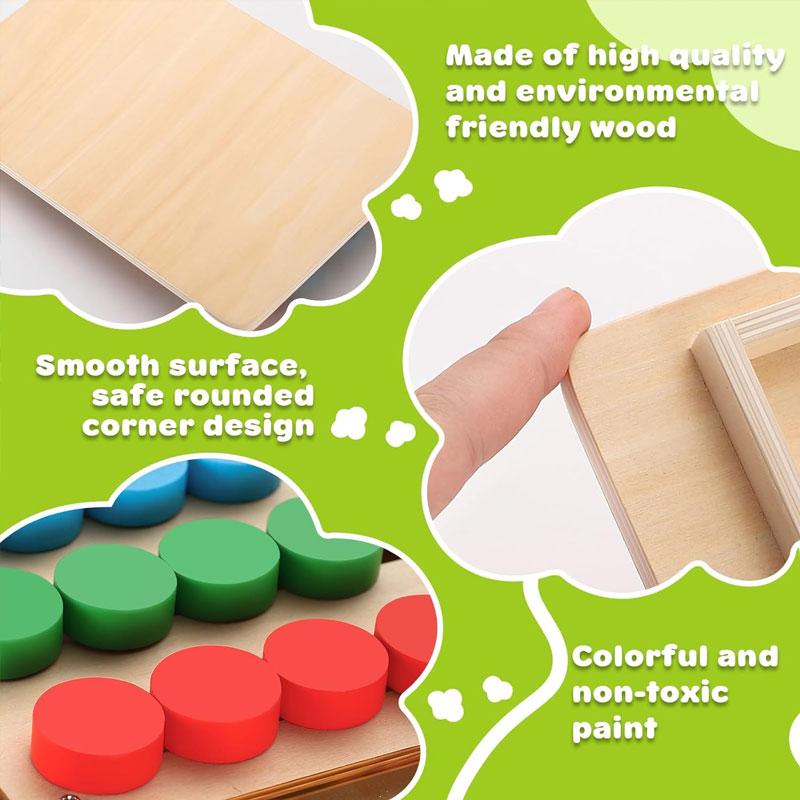 Montessori Wooden Learning Game Board for Kids 4 Color Shape Matching Cognition Brain Development Logic Thinking Educational Toy