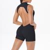 JYL Hollow Back Half Zipper Jumpsuit Hip Lifting Quick Dry Bodysuit