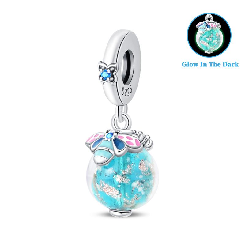 Copper Color Sparkly Planet Crown Crystal Ball Luminous Charm Bead Charms Bead Charms Compatible With 3mm Authentic Bracelets Do It Yourself Jewellery
